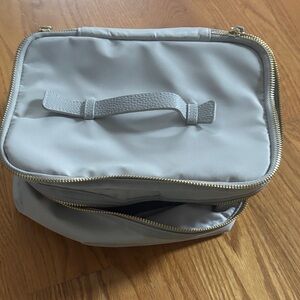 Trish McEvoy Gray Cosmetic Bag with Gold Zipper